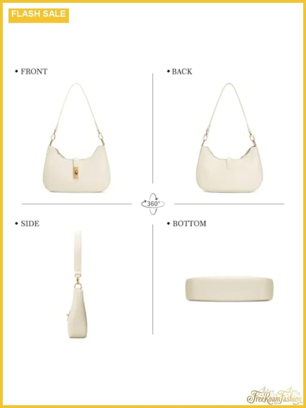 Crescent Hobo Shoulder Bag PU Leather Vegan Handbag